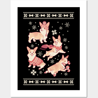 Winter corgis in ugly sweater Posters and Art